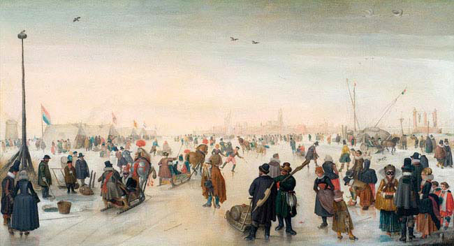 Skaters and Tents along the Ice